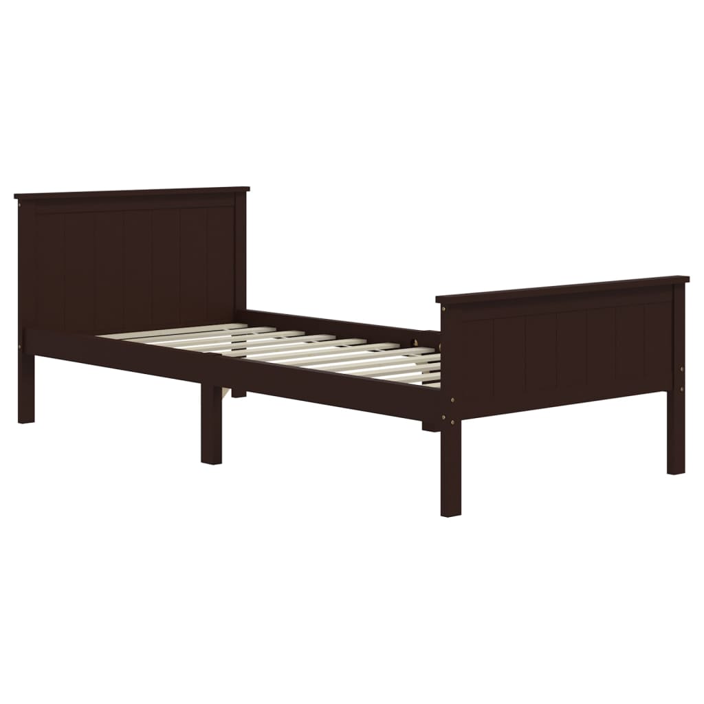 Cadre de lit sans matelas marron foncé pin massif 100x200 cm