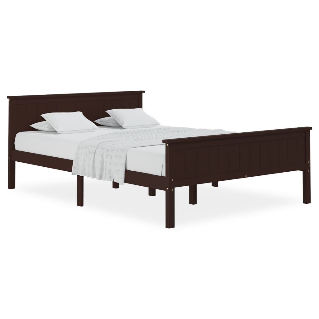 Cadre de lit sans matelas marron foncé pin massif 120x200 cm