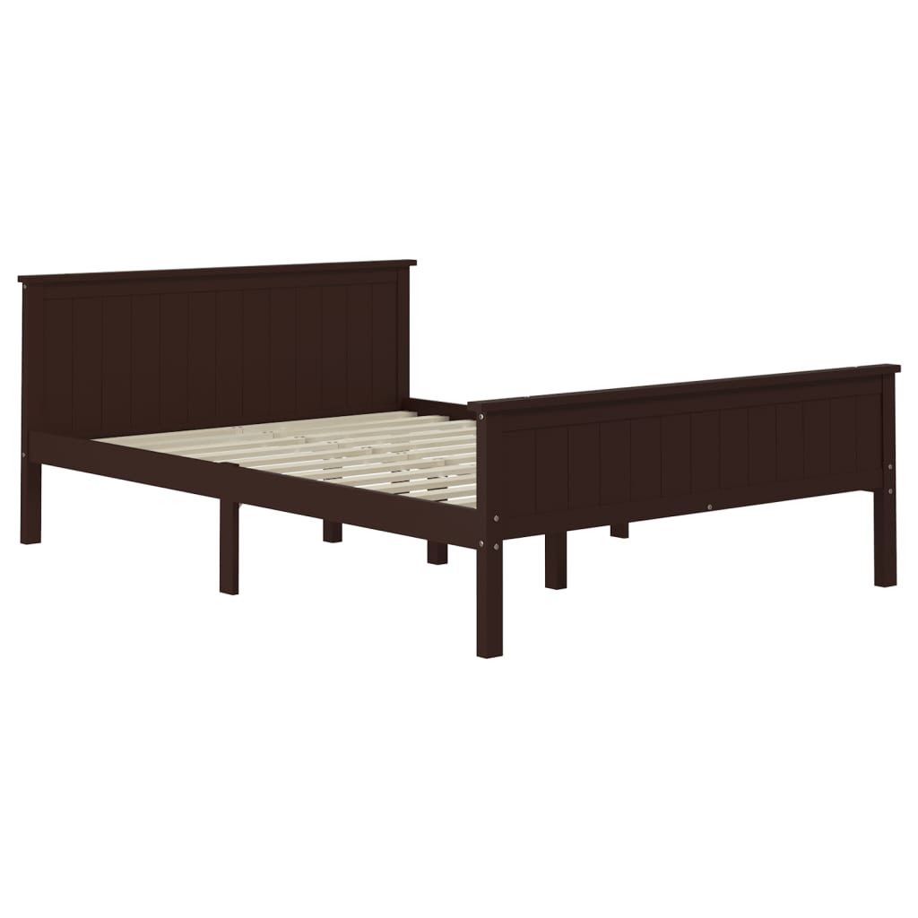 Cadre de lit sans matelas marron foncé pin massif 120x200 cm