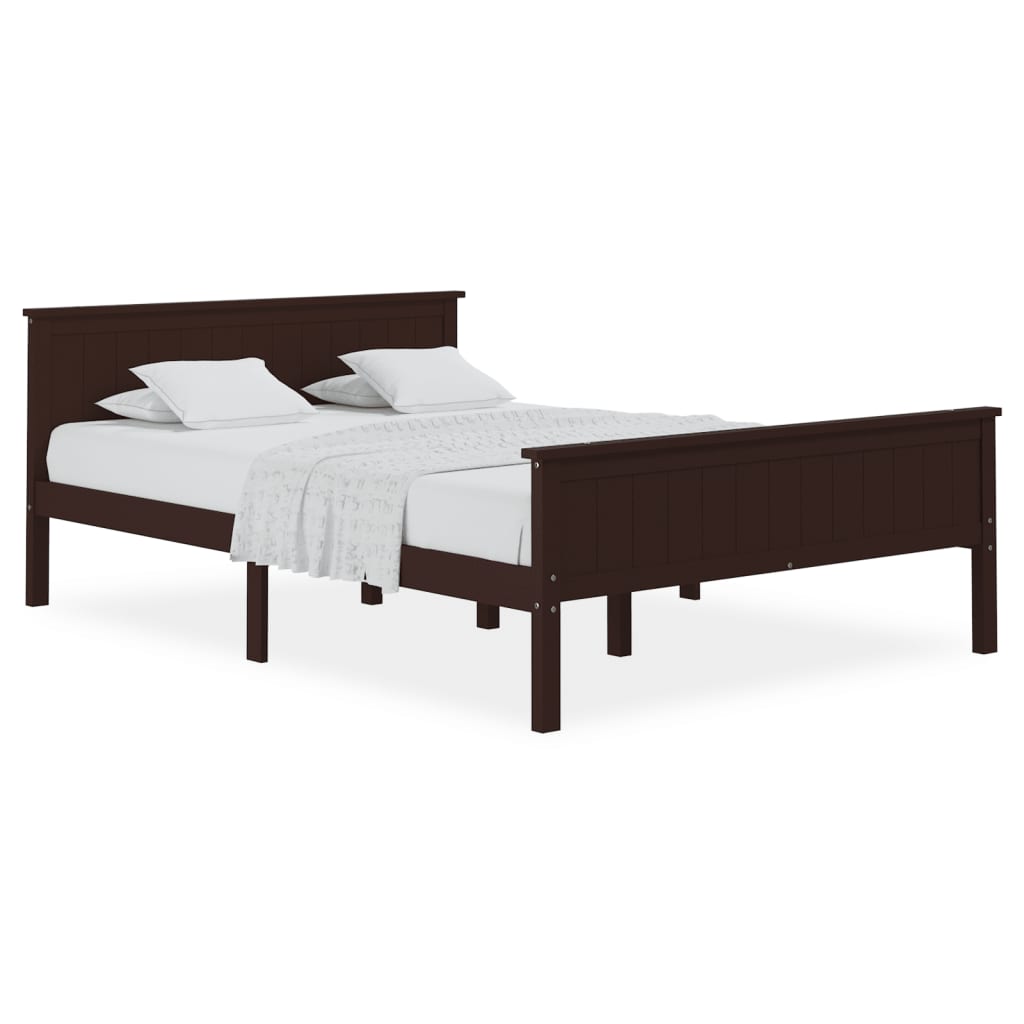 Cadre de lit sans matelas marron foncé pin massif 140x200 cm