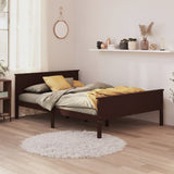 Cadre de lit sans matelas marron foncé pin massif 140x200 cm