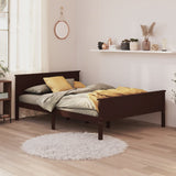 Cadre de lit sans matelas marron foncé pin massif 160x200 cm