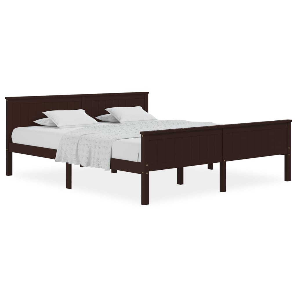 Cadre de lit sans matelas marron foncé pin massif 180x200 cm