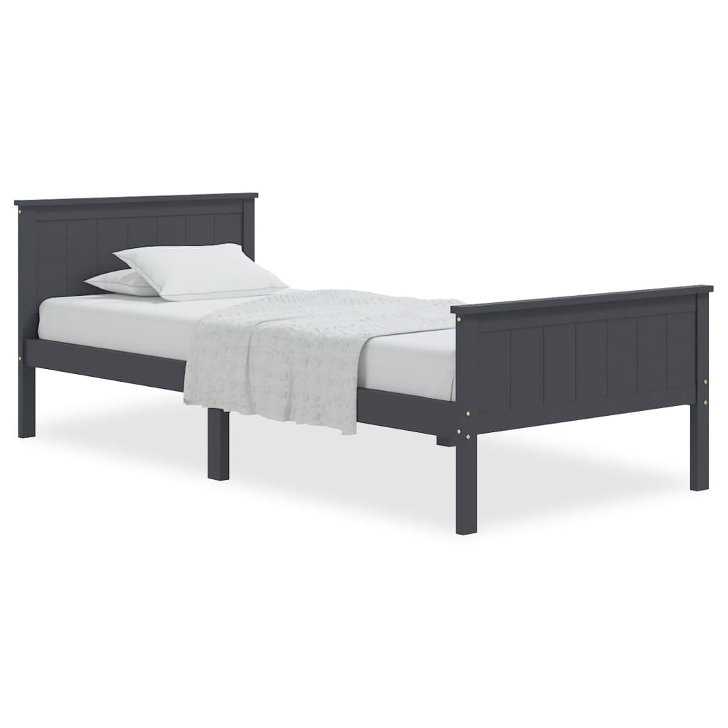 Cadre de lit sans matelas bois massif de pin gris 100x200 cm