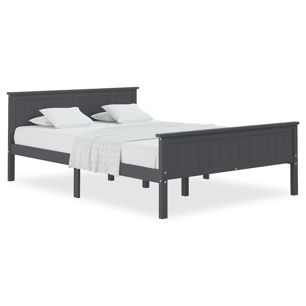 Cadre de lit sans matelas gris bois de pin massif 120x200 cm