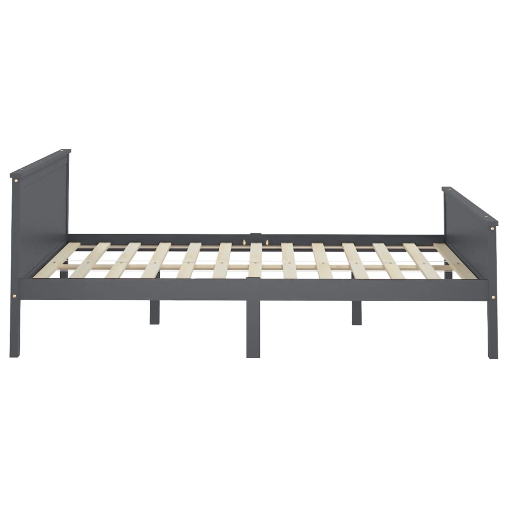 Cadre de lit sans matelas gris bois de pin massif 120x200 cm