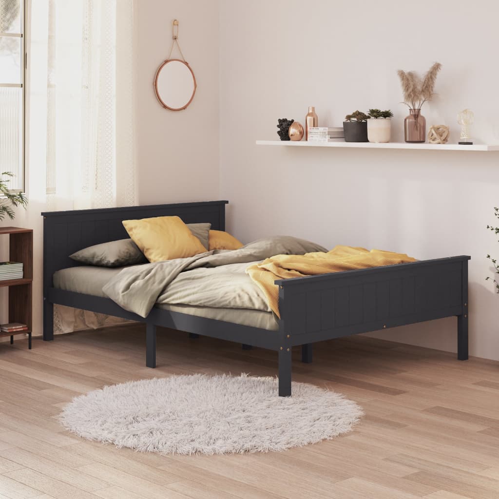 Cadre de lit sans matelas gris bois de pin massif 120x200 cm