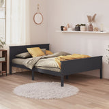 Cadre de lit sans matelas gris bois de pin massif 120x200 cm