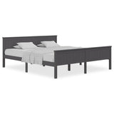 Cadre de lit sans matelas gris bois massif de pin 180x200 cm