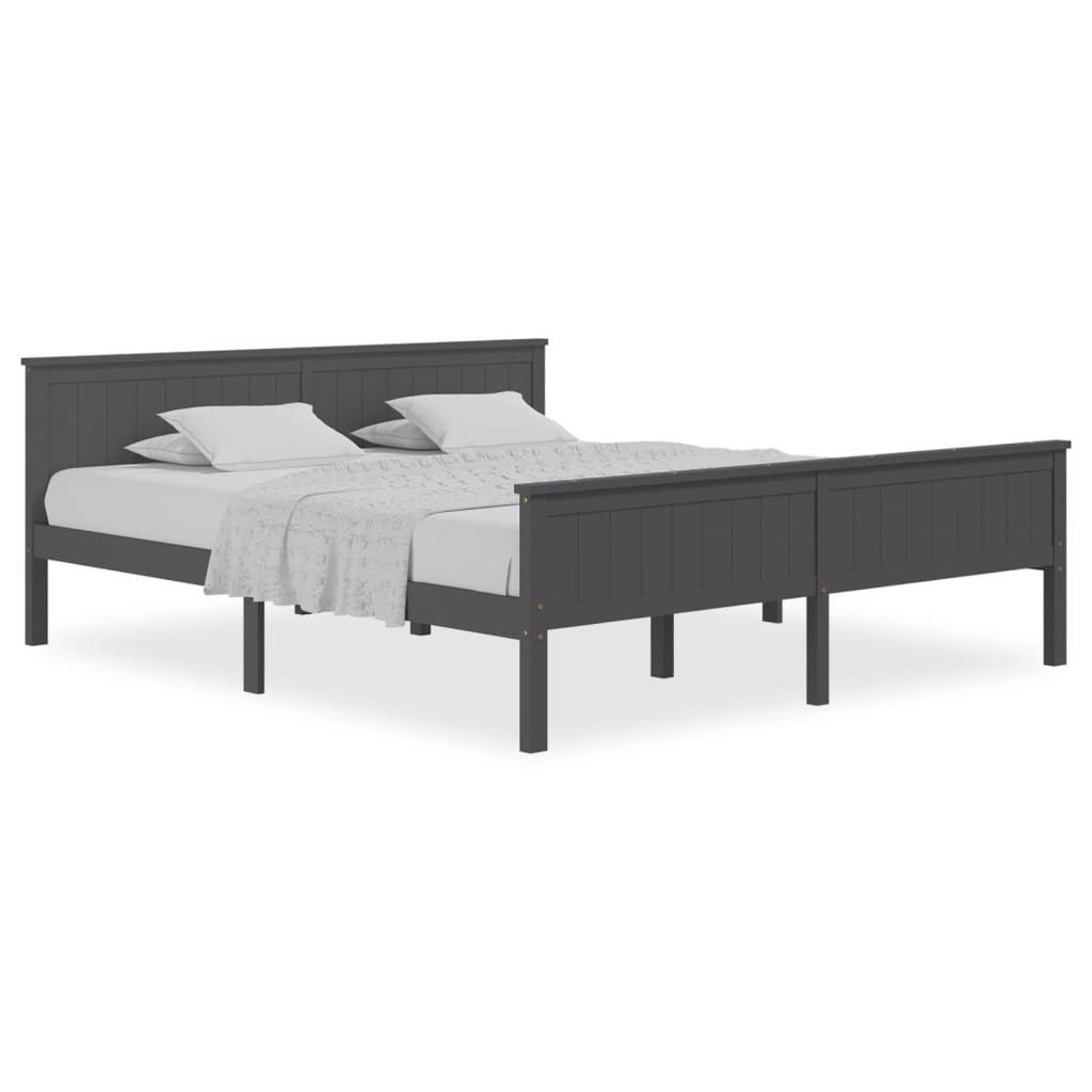 Cadre de lit sans matelas bois massif de pin gris 200x200 cm