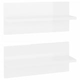 Étagères murales 2 pcs blanc brillant bois d'ingénierie