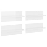 Étagères murales 4 pcs blanc brillant bois d'ingénierie