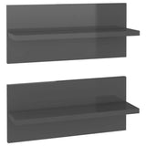 Étagères murales 2 pcs gris brillant bois d'ingénierie