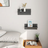 Étagères murales 2 pcs gris brillant bois d'ingénierie