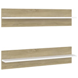 Étagères murales 2 pcs blanc et chêne sonoma bois d'ingénierie