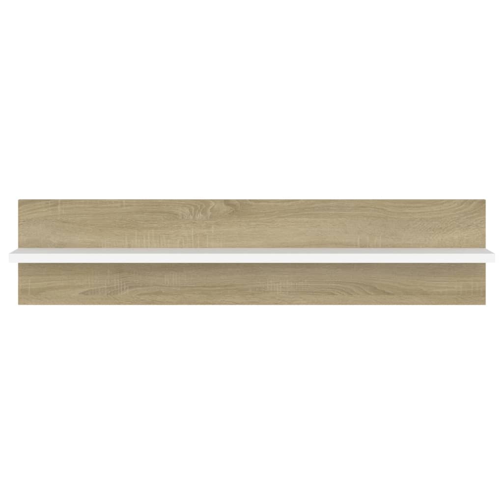 Étagères murales 2 pcs blanc et chêne sonoma bois d'ingénierie