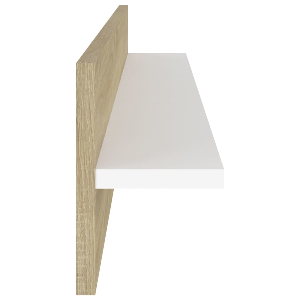 Étagères murales 2 pcs blanc et chêne sonoma bois d'ingénierie