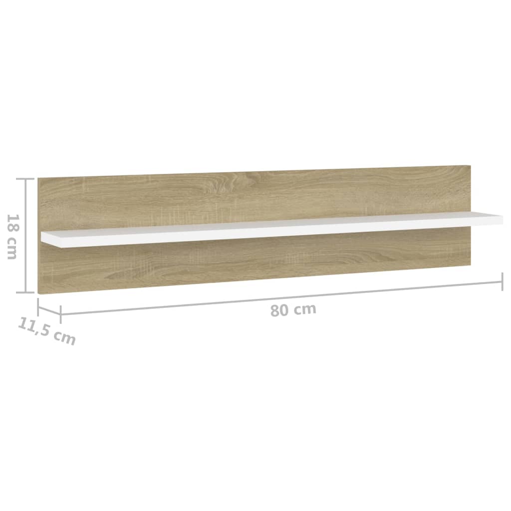 Étagères murales 2 pcs blanc et chêne sonoma bois d'ingénierie