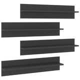 Wall shelves 4 pcs gray gloss engineered wood