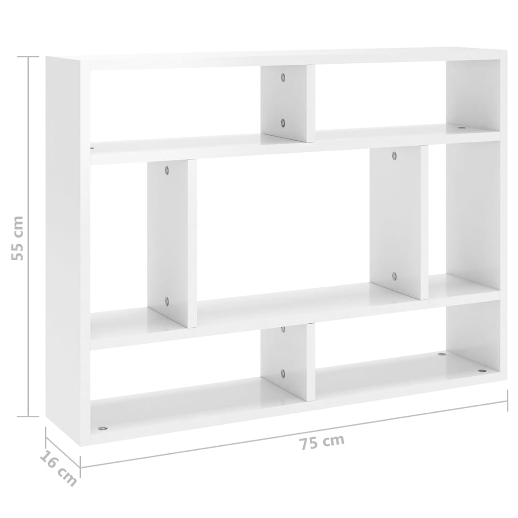 Étagère murale Blanc brillant 75x16x55 cm Bois d'ingénierie