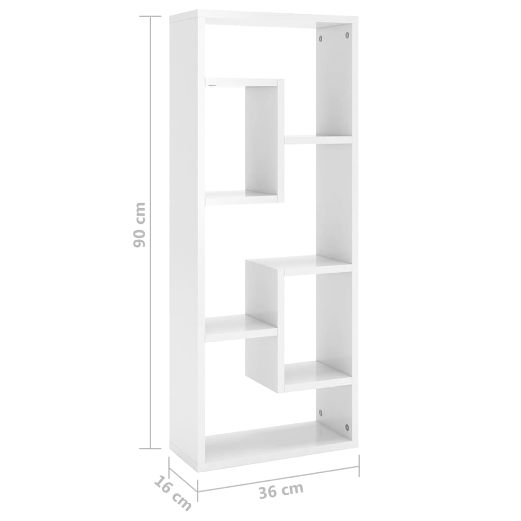 Étagère murale Blanc brillant 36x16x90 cm Bois d'ingénierie