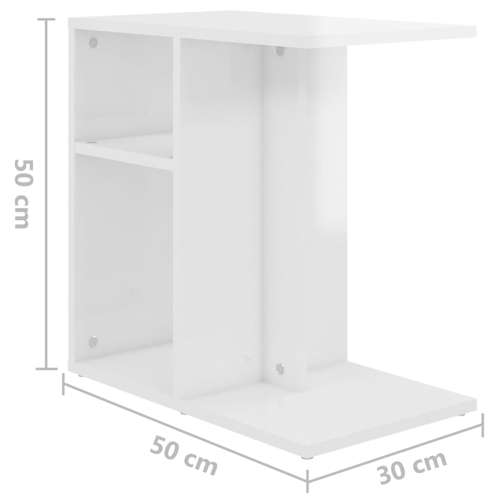 Table d'appoint Blanc brillant 50x30x50 cm Aggloméré