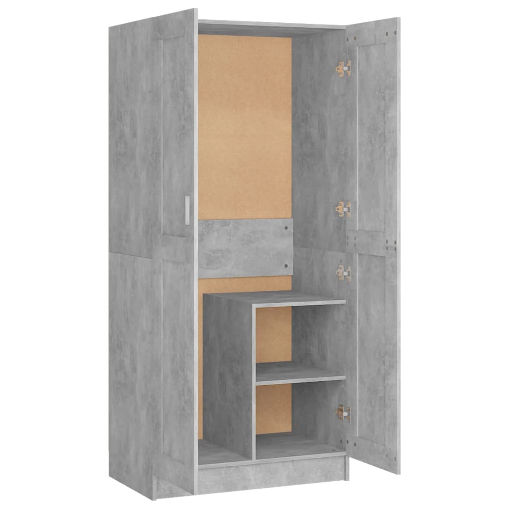 Concrete Grey Wardrobe 82.5x51.5x180 cm Chipboard