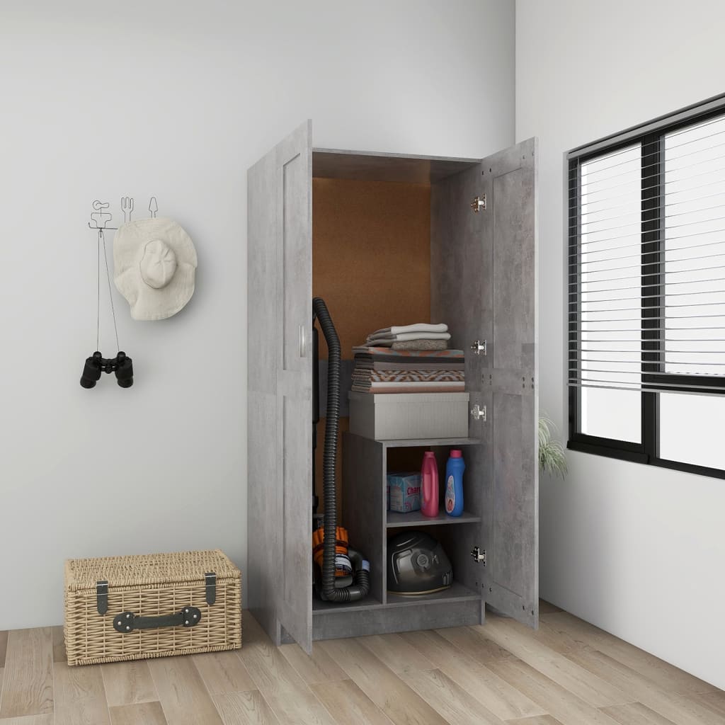 Concrete Grey Wardrobe 82.5x51.5x180 cm Chipboard