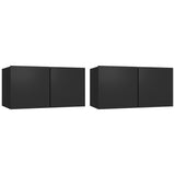 Meubles TV suspendus 2 pcs Noir 60x30x30 cm