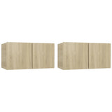 2 pcs Hanging TV Cabinets Sonoma Oak 60x30x30 cm