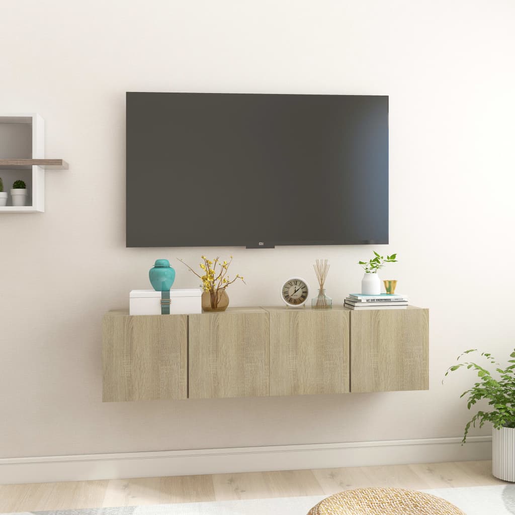 2 pcs Hanging TV Cabinets Sonoma Oak 60x30x30 cm