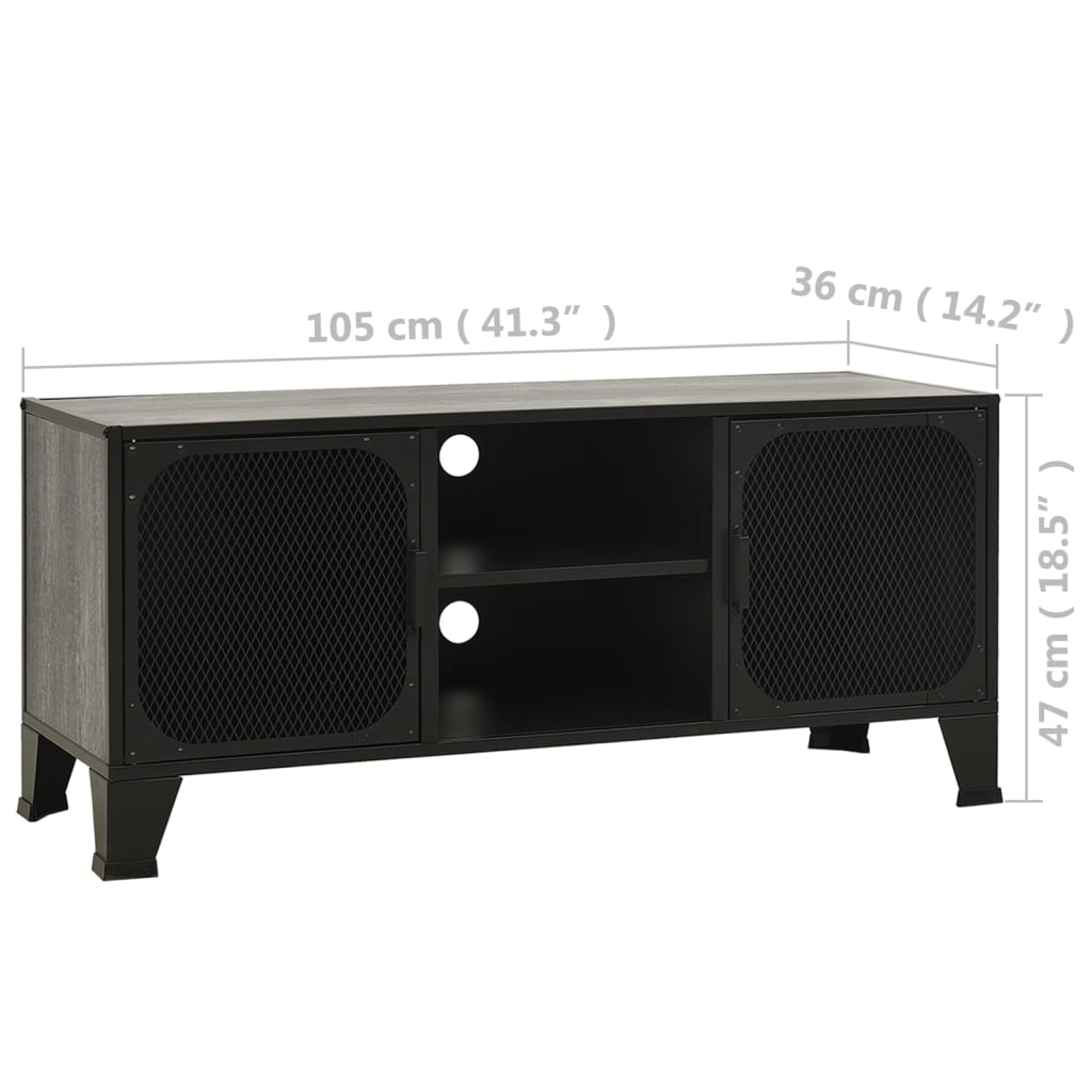 Meuble TV Gris 105x36x47 cm Métal et MDF