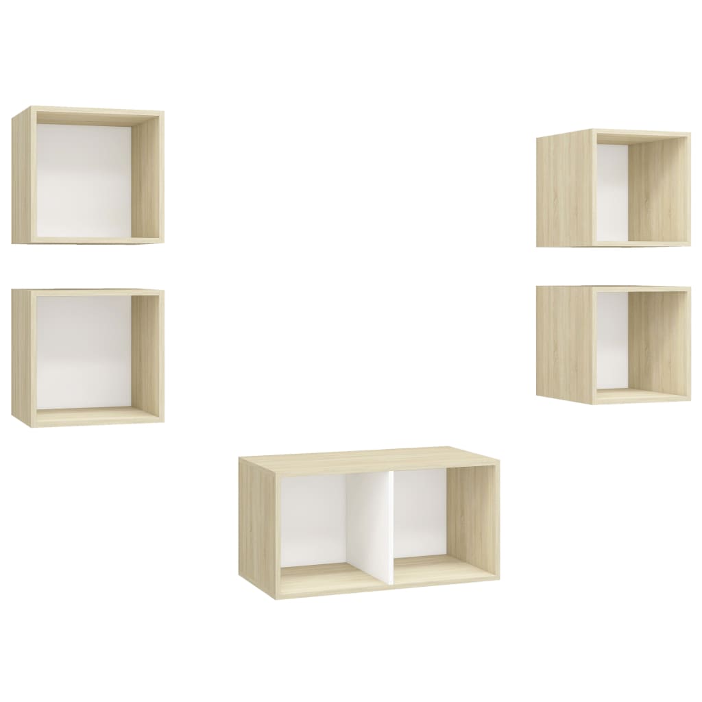 Ensemble de meubles TV 5pcs Blanc chêne sonoma Bois ingénierie