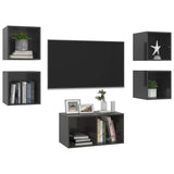 Ensemble de meubles TV 5 pcs Gris brillant Bois d'ingénierie