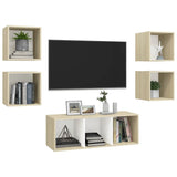 Ensemble de meubles TV 5pcs Blanc chêne sonoma Bois ingénierie