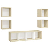 Ensemble de meubles TV 5pcs Blanc chêne sonoma Bois ingénierie