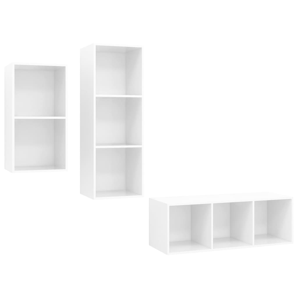 Ensemble de meubles TV 3 pcs Blanc brillant Bois d'ingénierie