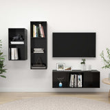 Ensemble de meubles TV 3 pcs Noir brillant Bois d'ingénierie