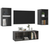 Ensemble de meubles TV 3 pcs Gris brillant Bois d'ingénierie