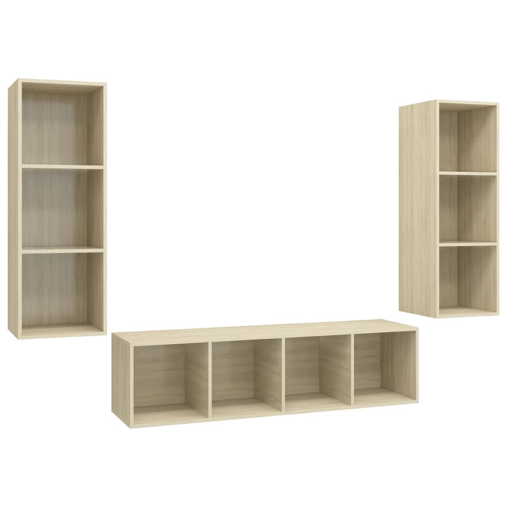 Ensemble de meubles TV 3 pcs Chêne sonoma Bois d'ingénierie