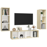 3pcs TV Stand Set Sonoma Oak White Engineered Wood