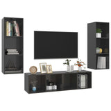 Ensemble de meubles TV 3 pcs Gris brillant Bois d'ingénierie