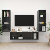 Ensemble de meubles TV 3 pcs Gris brillant Bois d'ingénierie