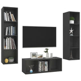 Ensemble de meubles TV 3 pcs Gris Bois d'ingénierie