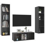 Ensemble de meubles TV 3 pcs Gris brillant Bois d'ingénierie