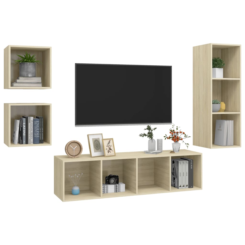 Ensemble de meubles TV 4 pcs Chêne sonoma Bois d'ingénierie