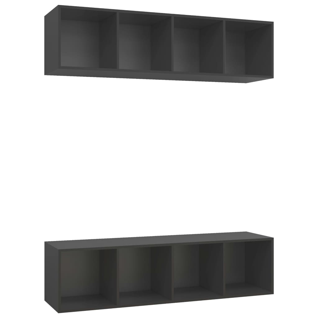 Meubles TV muraux 2 pcs Gris Bois d'ingénierie