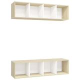 Meubles TV muraux 2 pcs Blanc et chêne sonoma Bois d'ingénierie