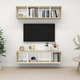 2 pcs Wall Mounted TV Cabinets White and Sonoma Oak Engineered Wood