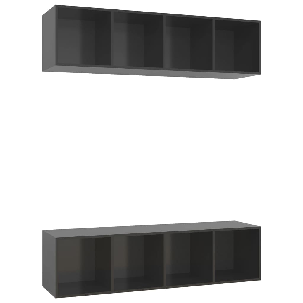 Meubles TV muraux 2 pcs Gris brillant Bois d'ingénierie